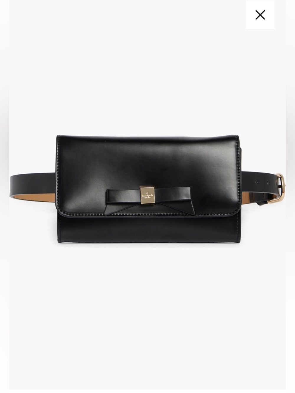 Kate Spade New York bow leather belt bag NWT black polished gold small/medium